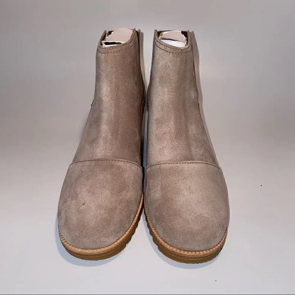 Sorel Cate Cut Out Ankle Boots Block Heel Suede